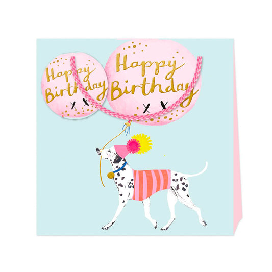 Louise Tiler Party Dogs Happy Birthday Medium Luxury Paper Gift Bag with tag 220 x 220 x 80 mm