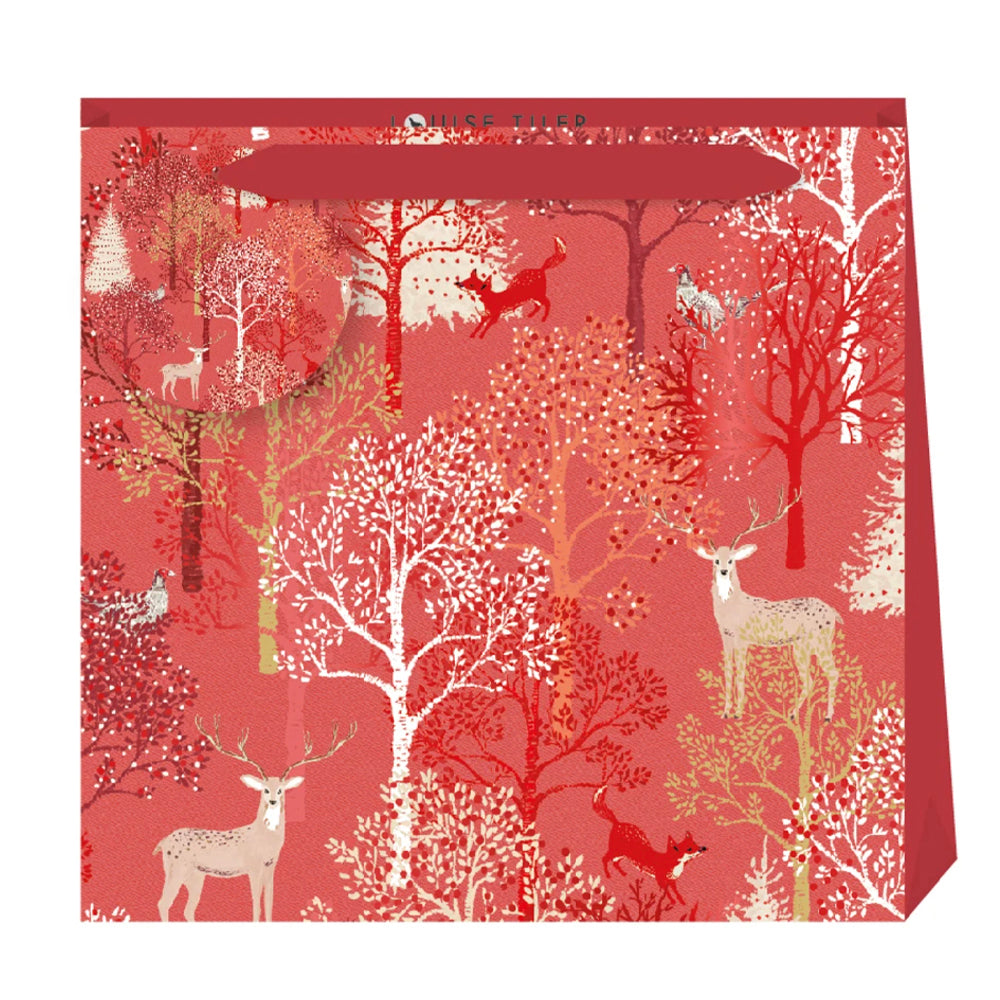 Louise Tiller Christmas Forest Small Luxury Paper Gift Bag, size: 130 x 130 x 70mm
