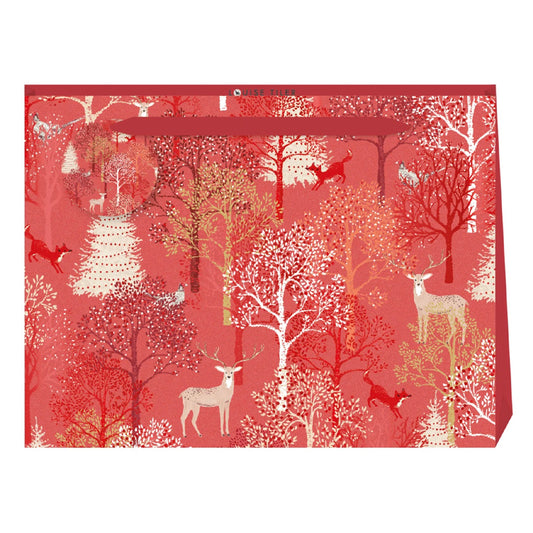 Louise Tiler Christmas Forest Shopper Luxury Paper Gift Bag with tag 365 x 275 x 120 mm