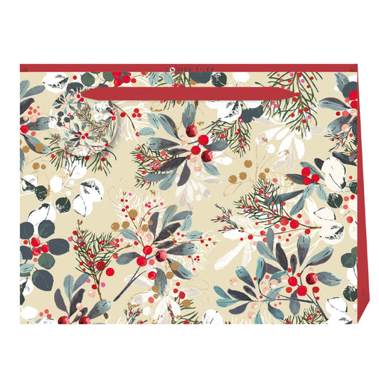 Louise Tiler Christmas Winter Berries Shopper Luxury Paper Gift Bag with tag 365 x 275 x 120 mm