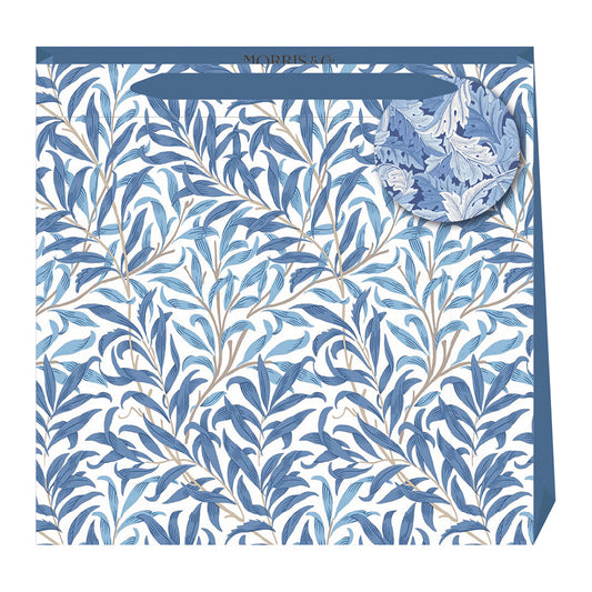 Morris & Co Woad Willow Blue William Morris Medium Luxury Paper Gift Bag with tag 220 x 220 x 80 mm