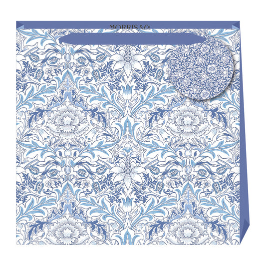 Morris & Co Woad Severne Blue William Morris Medium Luxury Paper Gift Bag with tag 220 x 220 x 80 mm