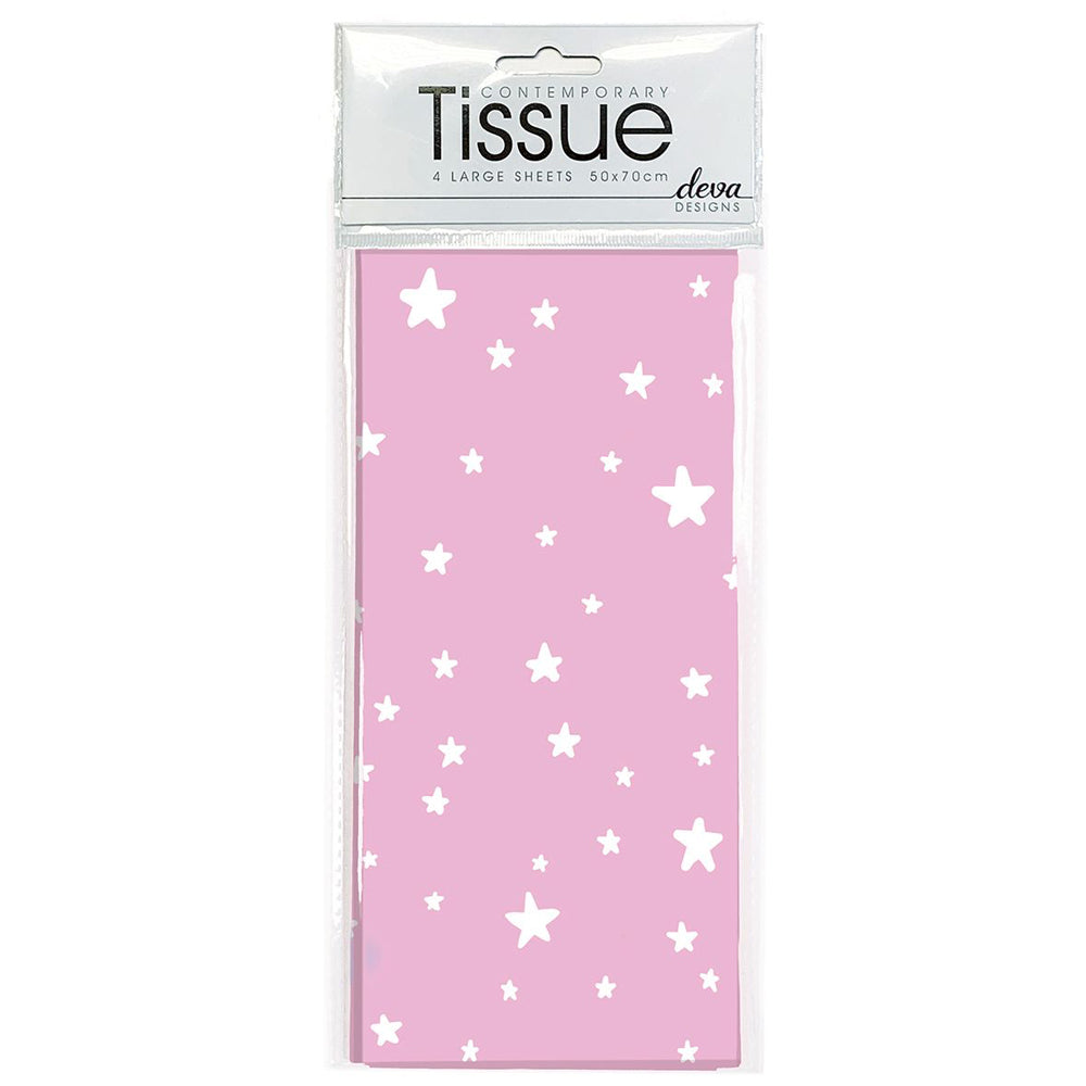 Baby Stars Pink Tissue Paper 4 Sheets of Deva Tissue Wrapping Paper 70 x 50 cm