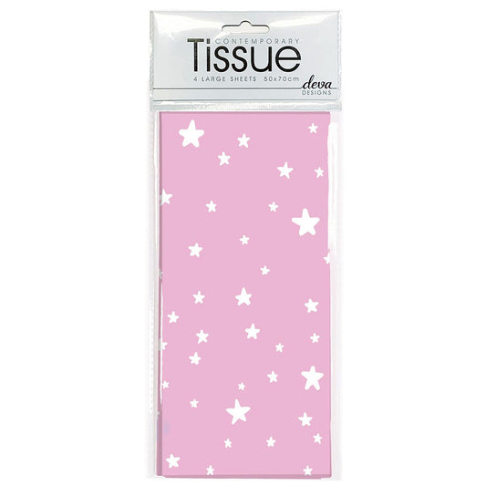 Baby Stars Pink Tissue Paper 4 Sheets of Deva Tissue Wrapping Paper 70 x 50 cm