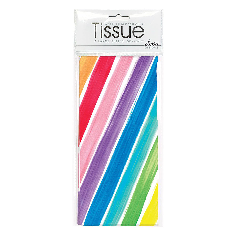 Rainbow Rock Stripes Deva Tissue Wrap 4 sheets 50 x 70 cm