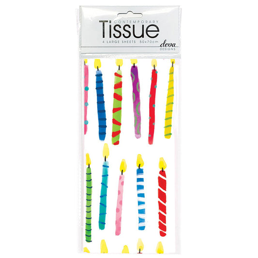 Candles Tissue Paper 4 Sheets of Deva Tissue Wrapping Paper 70 x 50 cm