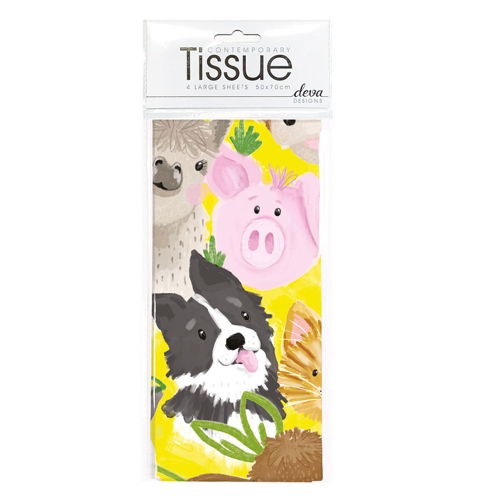 Farmyard Zest Animals Deva Tissue Wrap 4 sheets 50 x 70 cm