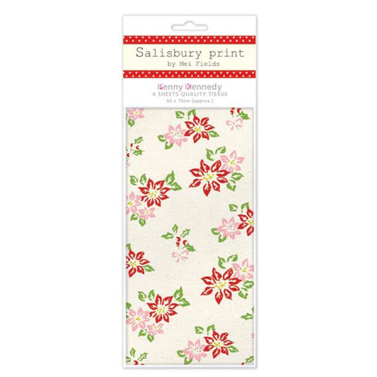 Sailsbury Print Poinsettia Christmas Tissue Wrapping Paper 4 sheets 50 x 70 cm