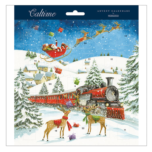 Train Christmas Eve Santa and Animals Caltime Advent Calendar 213 x 213 mm