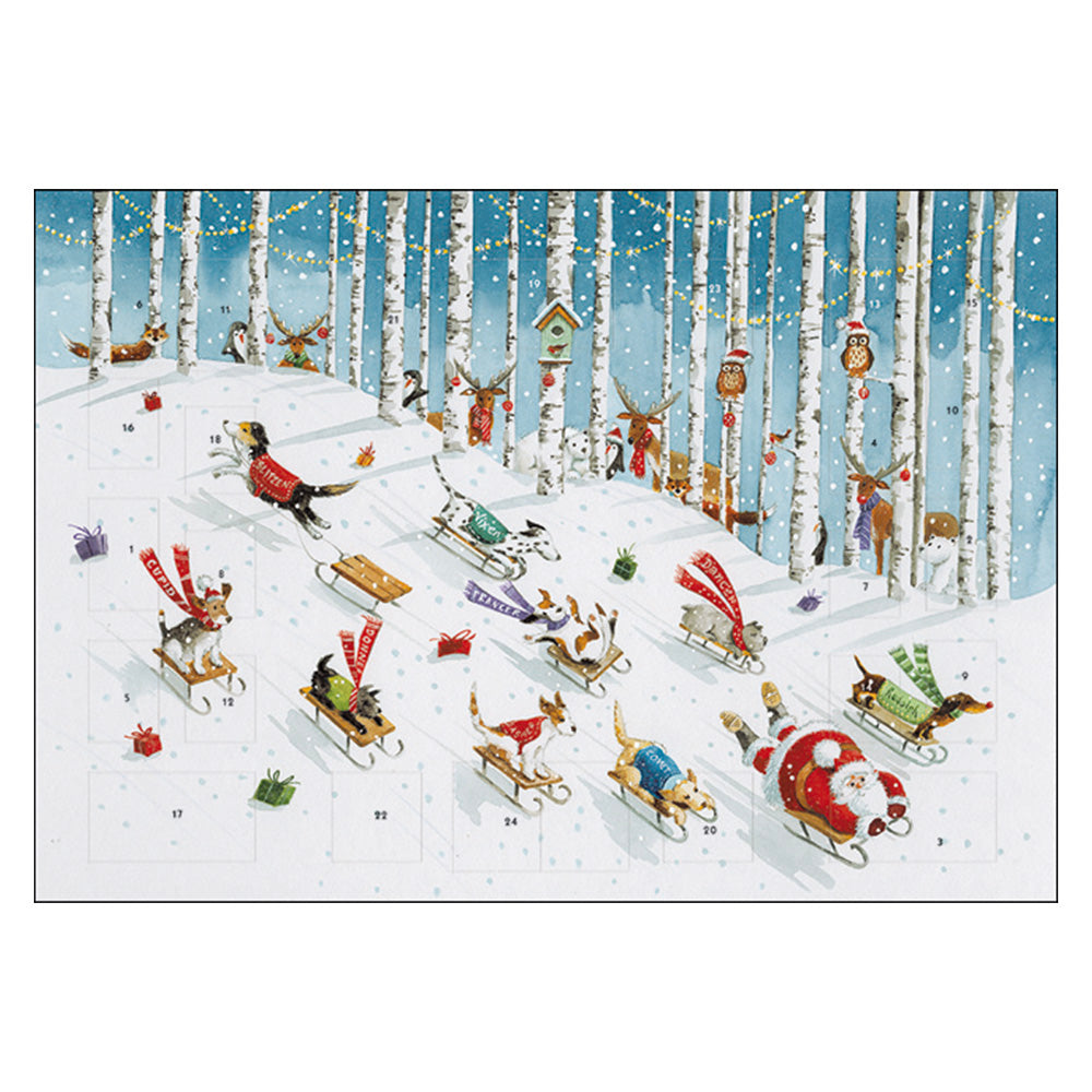 Dogs and Santa Sledging Caltime Advent Calendar 350 x 245 mm