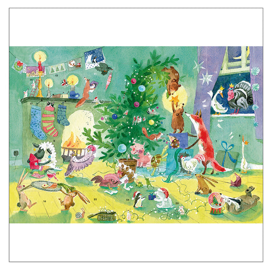Animals Christmas Tree by the Fire Caltime Advent Calendar 350 x 245 mm