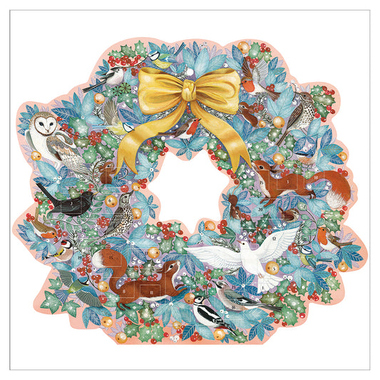 Traditional Christmas Wreath Die Cut Animal and Bird Caltime Advent Calendar 434 x 375 mm