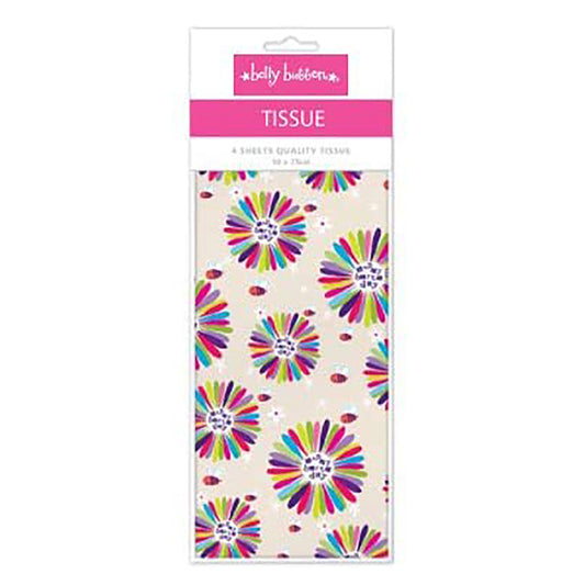 Belly Button Happy Birthday Flowers Tissue Wrapping Paper 4 sheets 50 x 70 cm
