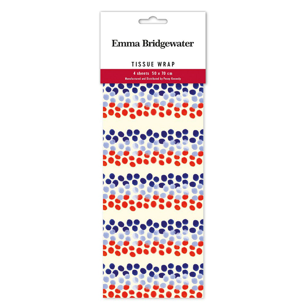 Emma Bridgewater Blue Rainbow Dot Tissue Wrapping Paper 4 sheets 50 x 70 cm
