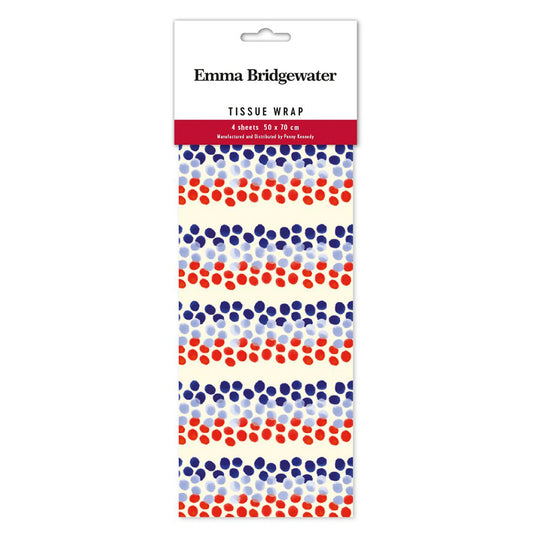 Emma Bridgewater Blue Rainbow Dot Tissue Wrapping Paper 4 sheets 50 x 70 cm