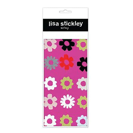 Lisa Stickley The Twist Fushia Pink Flowers Tissue Wrapping Paper 4 sheets 50 x 70 cm