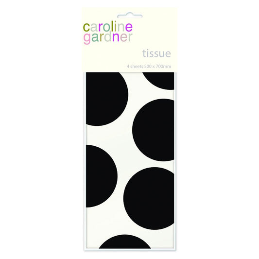 Caroline Gardner Chroma Spot Black White Large Dots Tissue Wrapping Paper 4 sheets 50 x 70 cm
