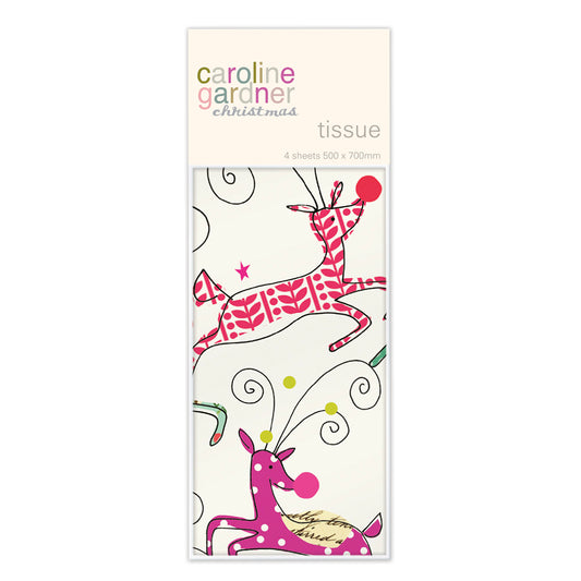 Caroline Gardner New Reindeer Christmas Tissue Wrapping Paper 4 sheets 50 x 70 cm