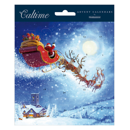 Christmas Eve Santa Sleigh Caltime Advent Calendar Card 160 x160mm