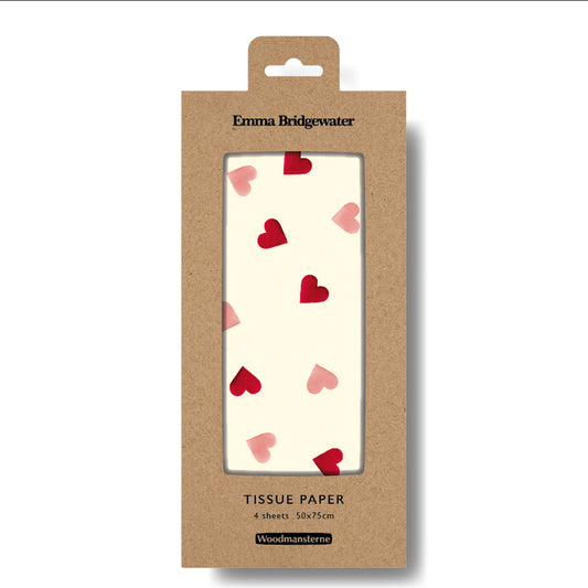 Emma Bridgewater Pink Hearts Tissue Wrapping Paper 4 sheets tissue wrapping paper 50 x 75 cm