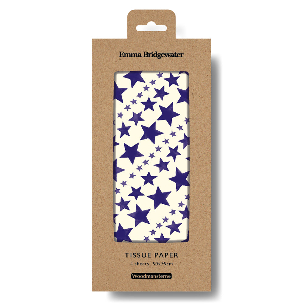 Emma Bridgewater Diagonal Blue Stars Tissue Wrapping Paper 4 sheets tissue wrapping paper 50 x 75 cm