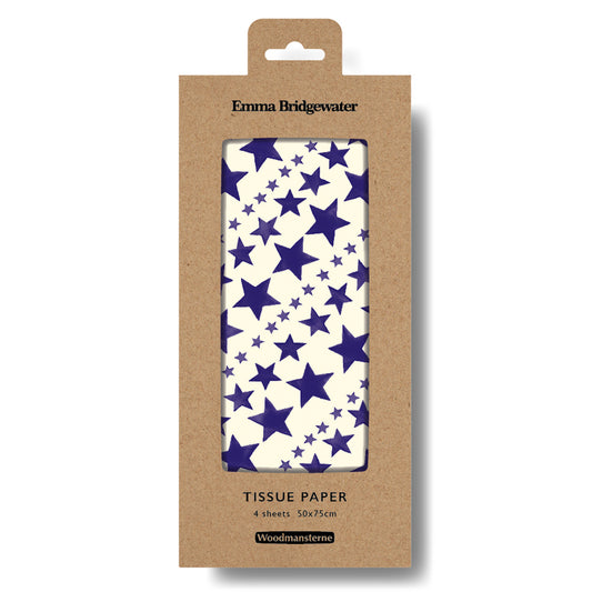 Emma Bridgewater Diagonal Blue Stars Tissue Wrapping Paper 4 sheets tissue wrapping paper 50 x 75 cm