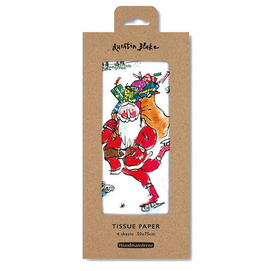 Quentin Blake Santa Skating Tissue Wrapping Paper 4 sheets tissue wrapping paper 50 x 75 cm