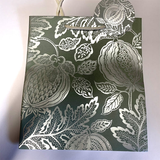 Sanderson Canteloup Silver Medium Paper Gift Bag with String Handles 200 x 225 x 100mm