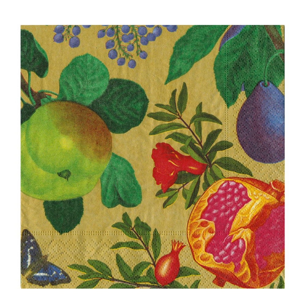 Royal Orchard Gold Caspari Paper Cocktail Napkins 25 cm 20 pack 3 ply