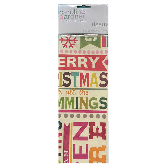 Caroline Gardner Text Christmas Tissue Wrapping Paper 4 sheets 50 x 70 cm