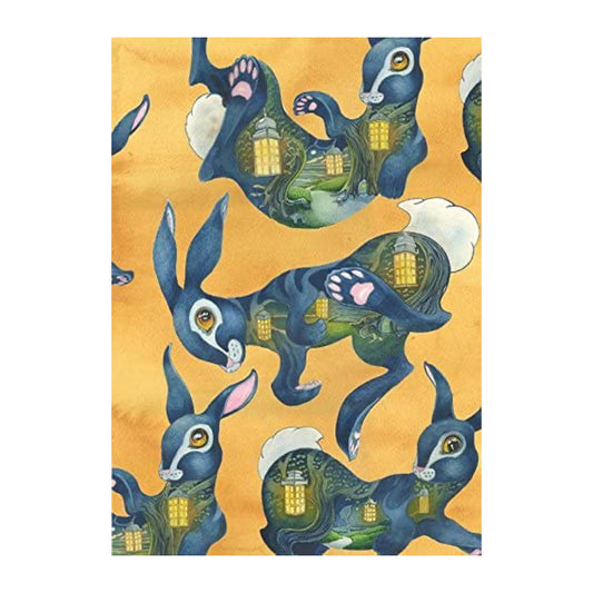 Twilight Bunnies Rabbit Greeting Card by Daniel Mackie - 7 x 5 inches with envelope