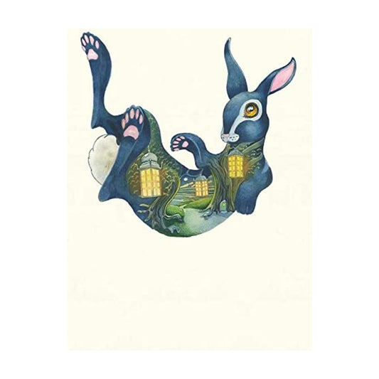 Twilight Bunnies Falling Rabbit Greeting Card by Daniel Mackie - 7 x 5 inches with envelope