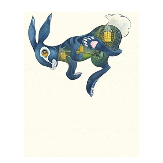 Twilight Bunnies Falling No 3 Rabbit Greeting Card by Daniel Mackie - 7 x 5 inches with envelope
