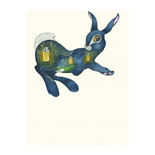 Twilight Bunnies Falling No 2 Rabbit Greeting Card by Daniel Mackie - 7 x 5 inches with envelope