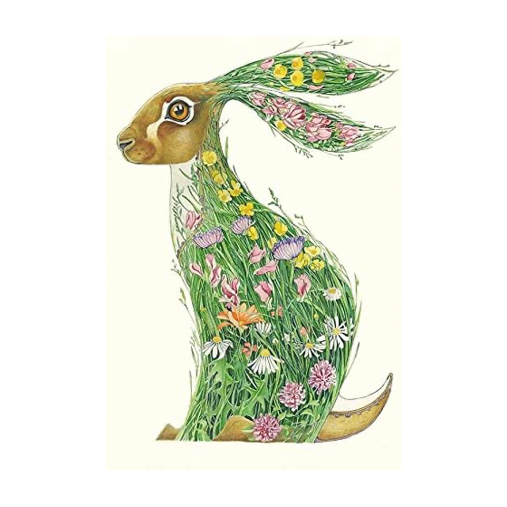 Hare in a Meadow Greeting Card by Daniel Mackie - 7 x 5 inches with envelope