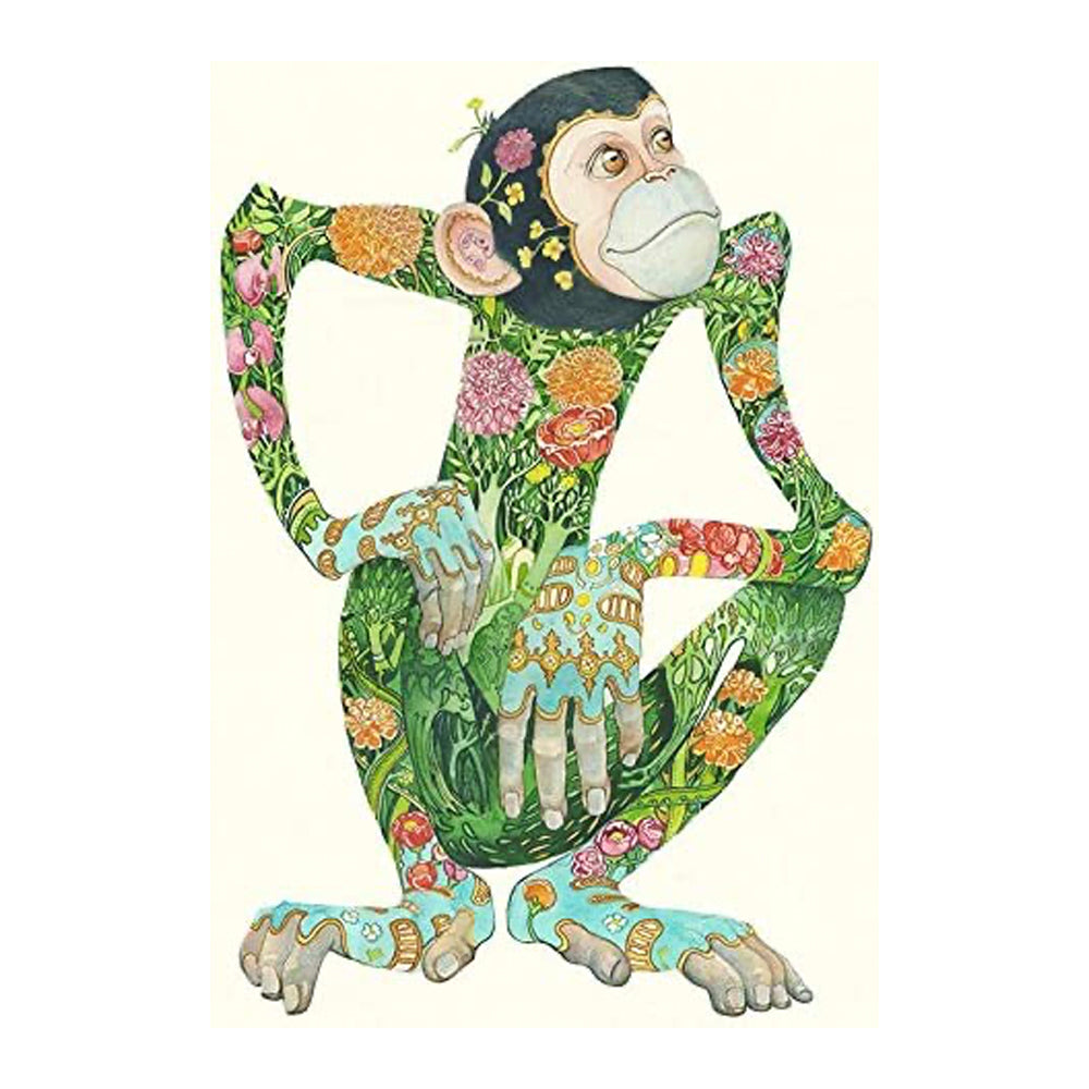 Monkey Greeting Card by Daniel Mackie - 7 x 5 inches with envelope
