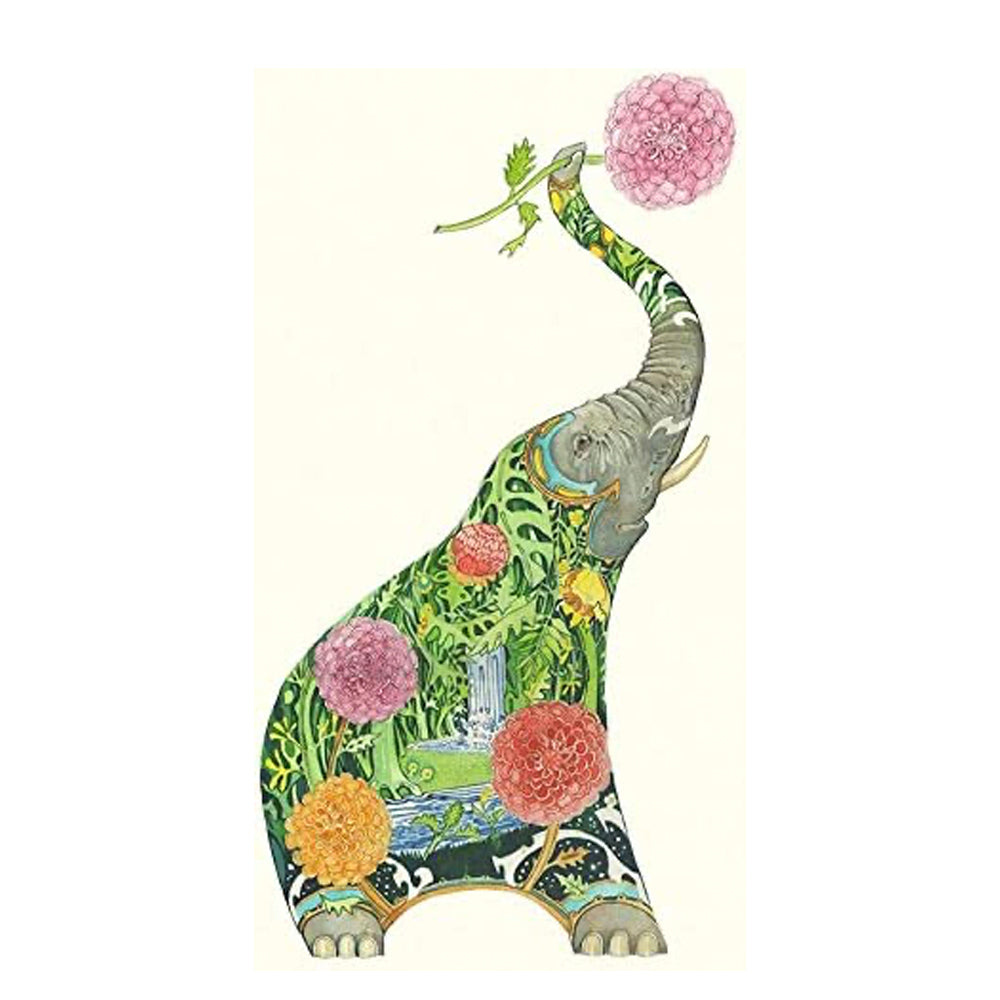 Elephant with Flower Greeting Card by Daniel Mackie - 7 x 5 inches with envelope
