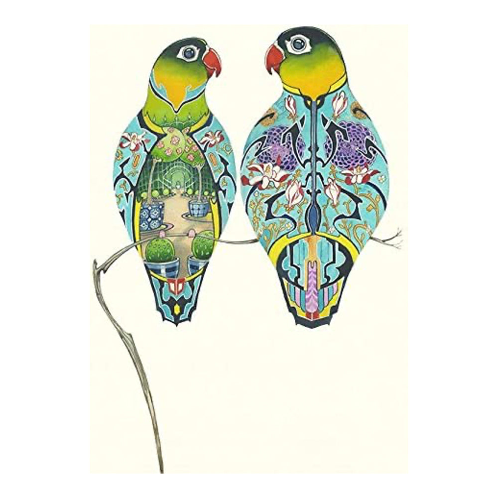 Lovebirds Greeting Card by Daniel Mackie - 7 x 5 inches with envelope