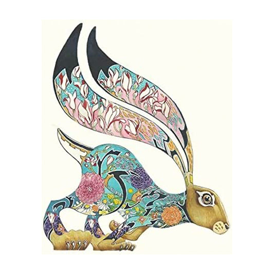 Turquoise Hare Greeting Card by Daniel Mackie - 7 x 5 inches with envelope