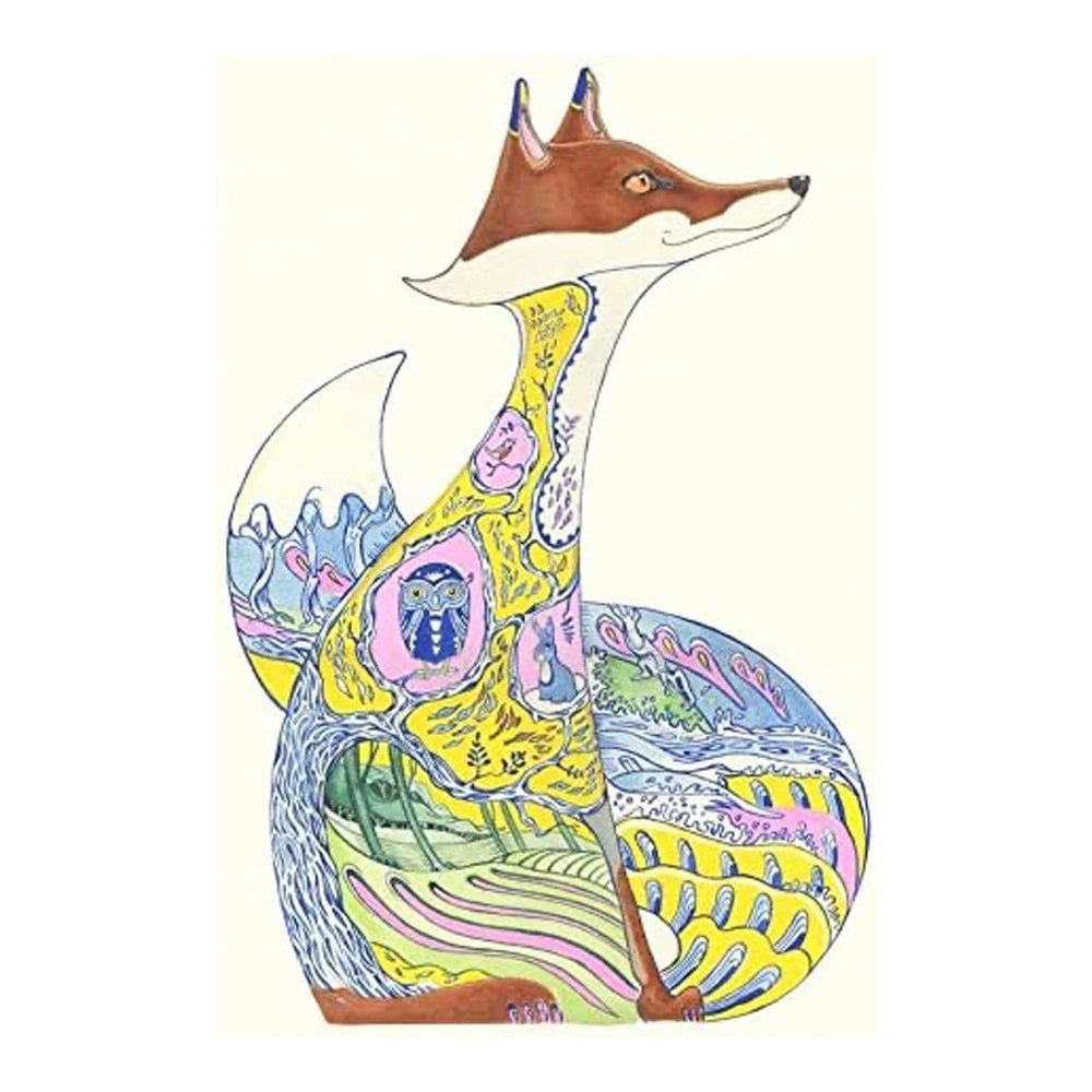 Yellow Fox Greeting Card by Daniel Mackie - 7 x 5 inches with envelope