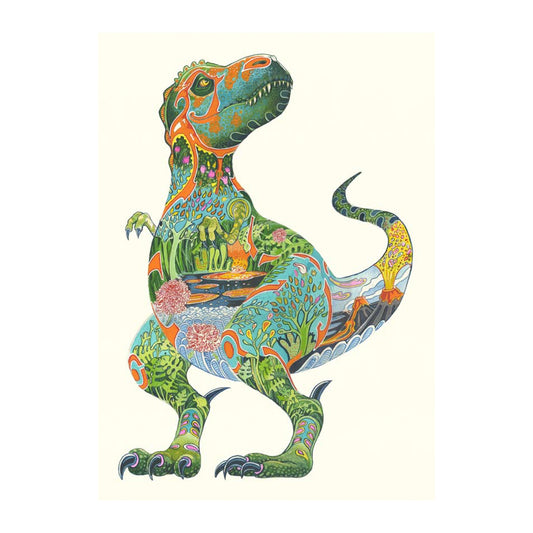 Tyrannosaurus Rex Greeting Card by Daniel Mackie - 7 x 5 inches with envelope