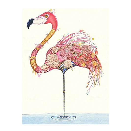 Flamingo with Flowers Greeting Card by Daniel Mackie - 7 x 5 inches with envelope