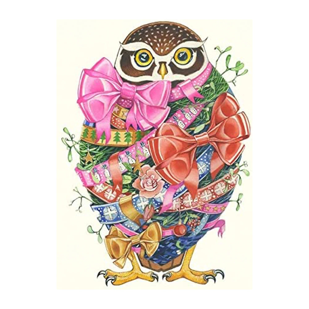 Owl with Ribbons Greeting Card by Daniel Mackie - 7 x 5 inches with envelope
