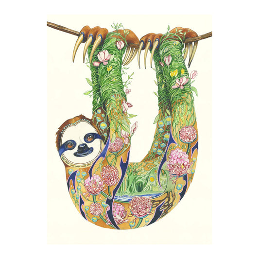Sloth Greeting Card by Daniel Mackie - 7 x 5 inches with envelope