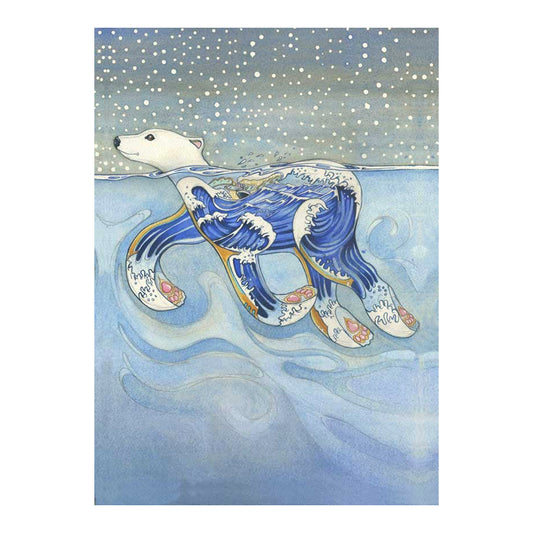 Polar Bear Swimming Greeting Card by Daniel Mackie - 7 x 5 inches with envelope