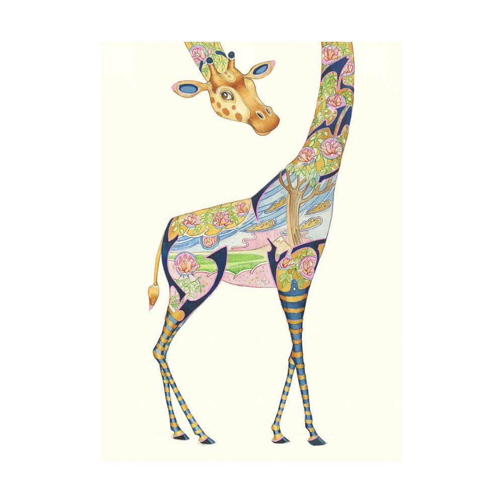 Giraffe Greeting Card by Daniel Mackie - 7 x 5 inches with envelope