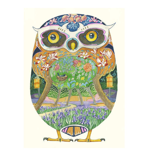 Forest Owl Greeting Card by Daniel Mackie - 7 x 5 inches with envelope