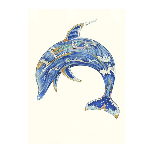 Dolphin Greeting Card by Daniel Mackie - 7 x 5 inches with envelope