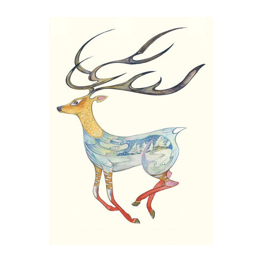 Reindeer Running Greeting Card by Daniel Mackie - 7 x 5 inches with envelope