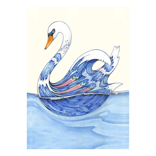 Swan Greeting Card by Daniel Mackie - 7 x 5 inches with envelope